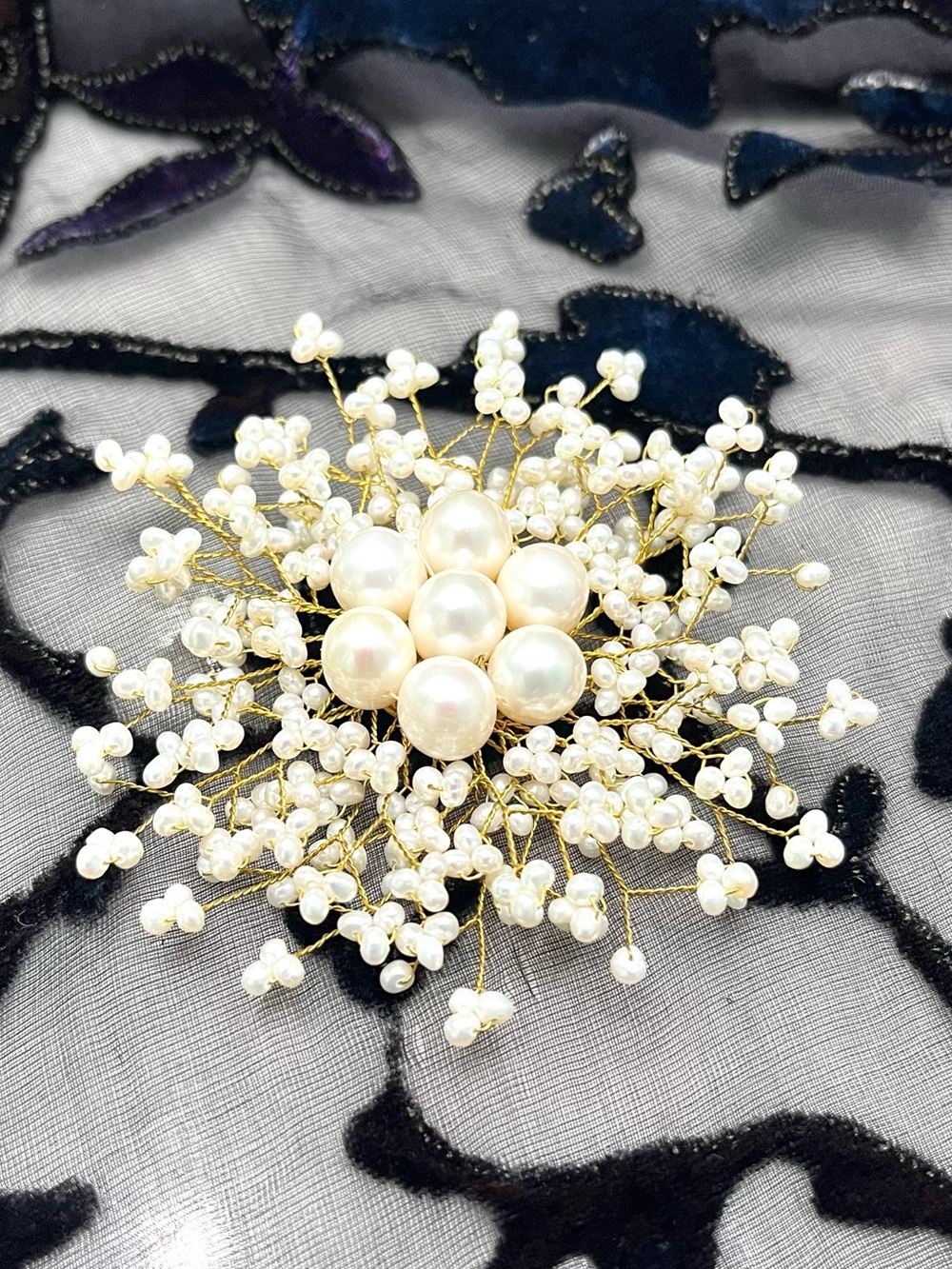 Natural Pearl Burst Brooch